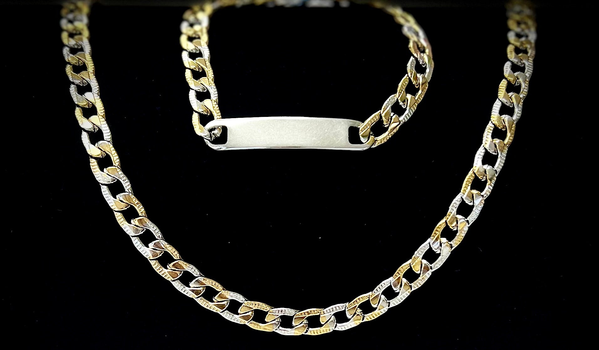 4023 Cadena Eslabón Cubano Silver & Gold